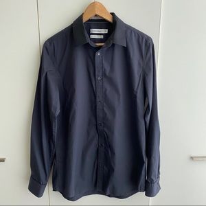 Calvin Klein Dark Blue Button Down Dress Shirt Sm